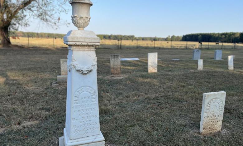 The grave of James Sevier Conway at Conway Cemetery State Park.